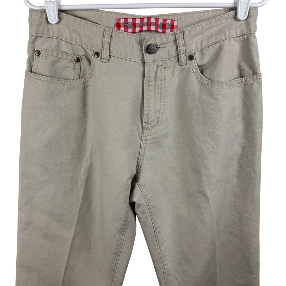 SAND Men's Pants 32x28 Beige Cotton Linen Blend Zip Casual Everyday Trousers - Picture 2 of 10